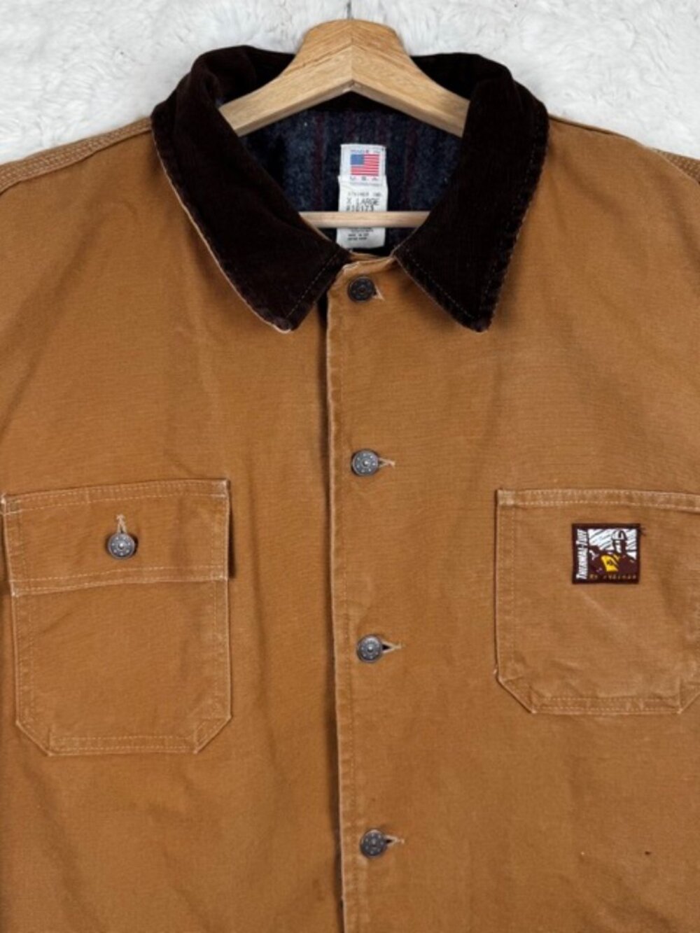 Steiner Thermal Tuff Duck Canvas Chore Coat Blanket Lined USA Made Distressed XL